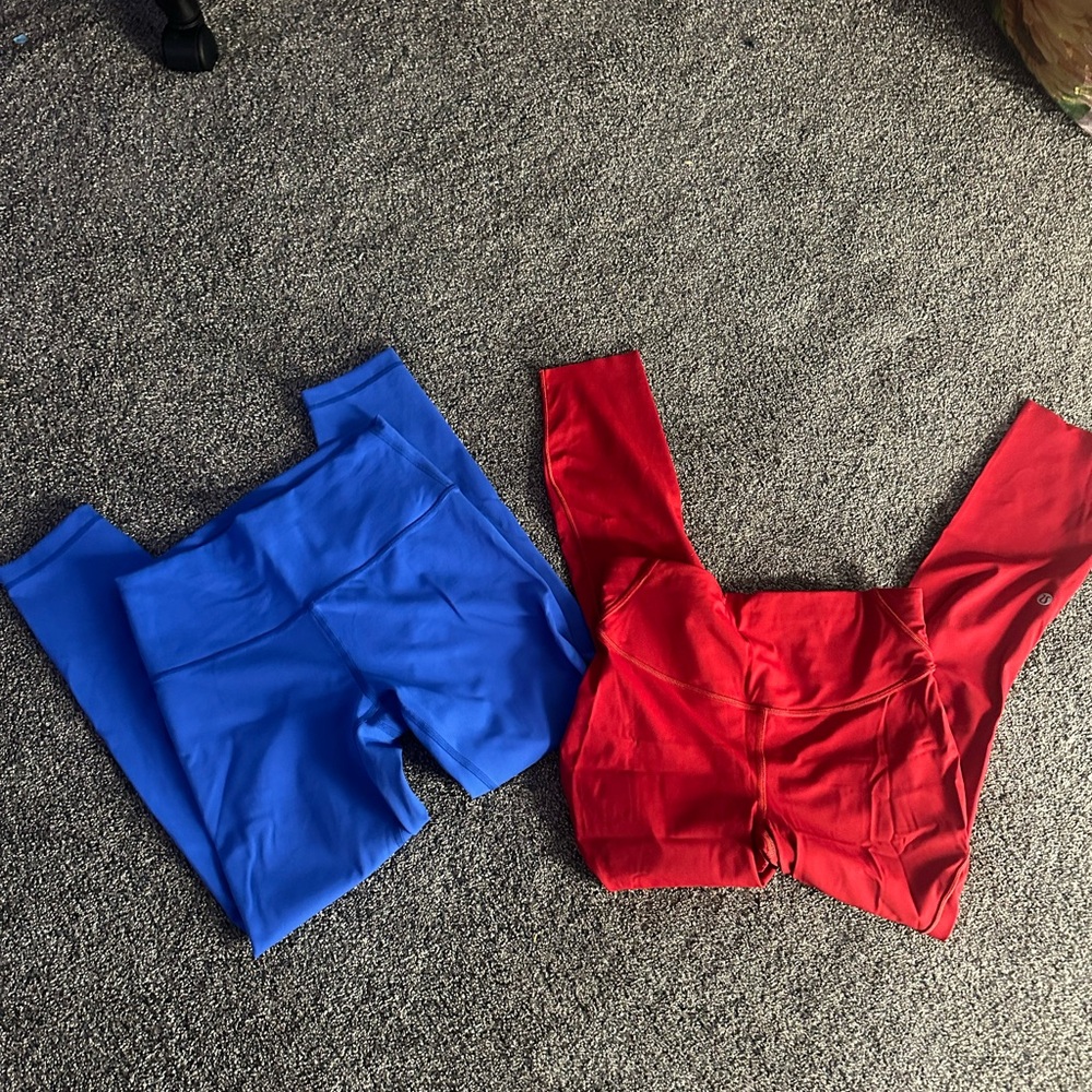 Lululemon bundle Red and Blue leggings